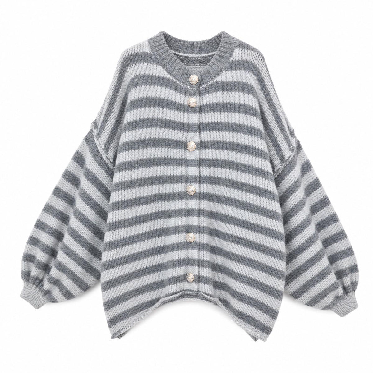 XUNA Gestreifte Strickjacke mit Zierknöpfen