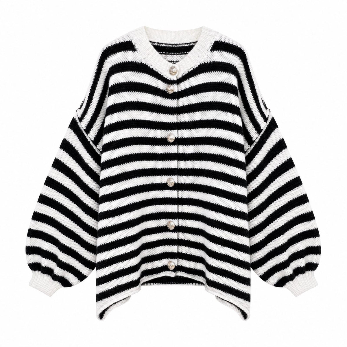 XUNA Gestreifte Strickjacke mit Zierknöpfen