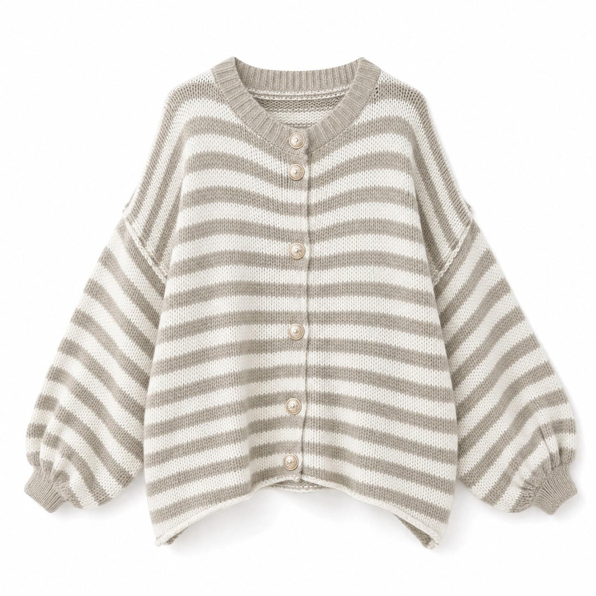 XUNA Gestreifte Strickjacke mit Zierknöpfen
