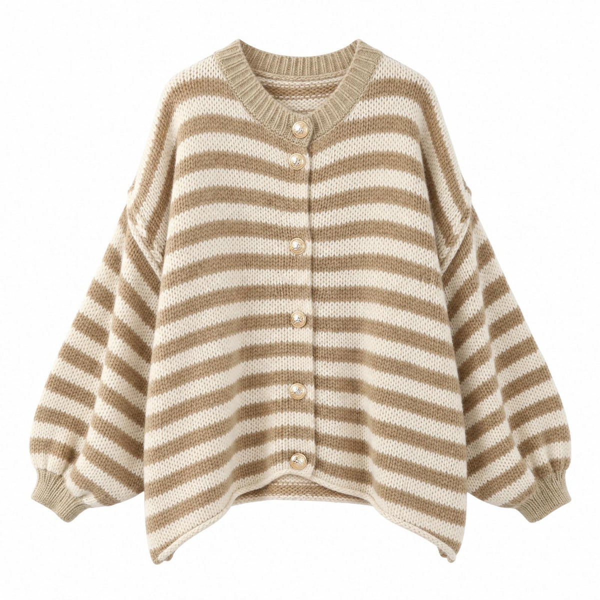 XUNA Gestreifte Strickjacke mit Zierknöpfen
