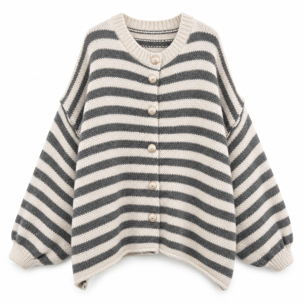XUNA Gestreifte Strickjacke mit Zierknöpfen