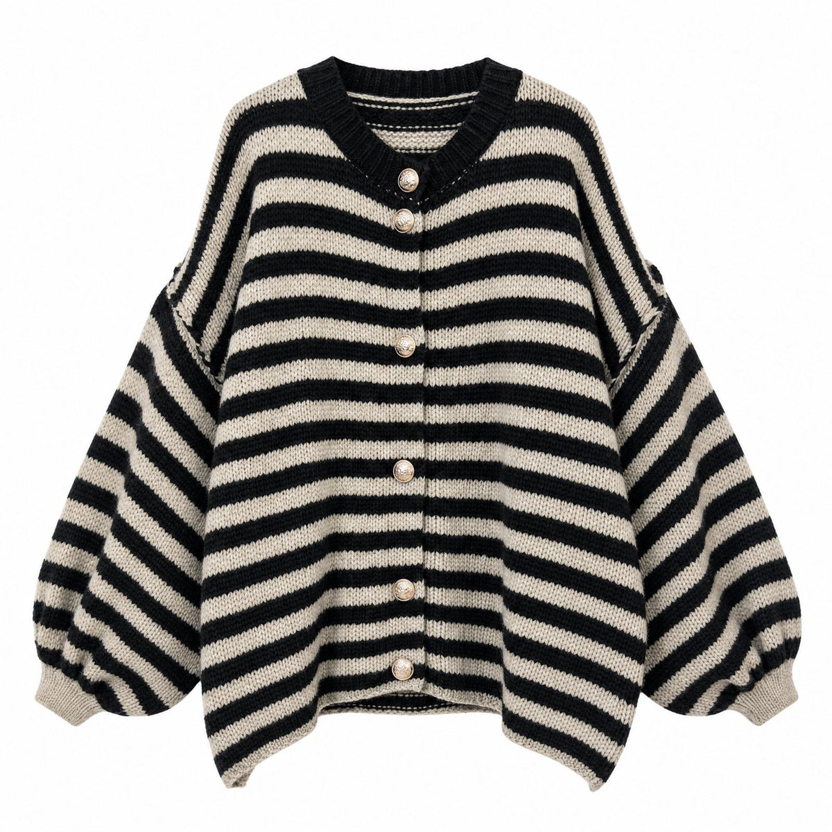 XUNA Gestreifte Strickjacke mit Zierknöpfen