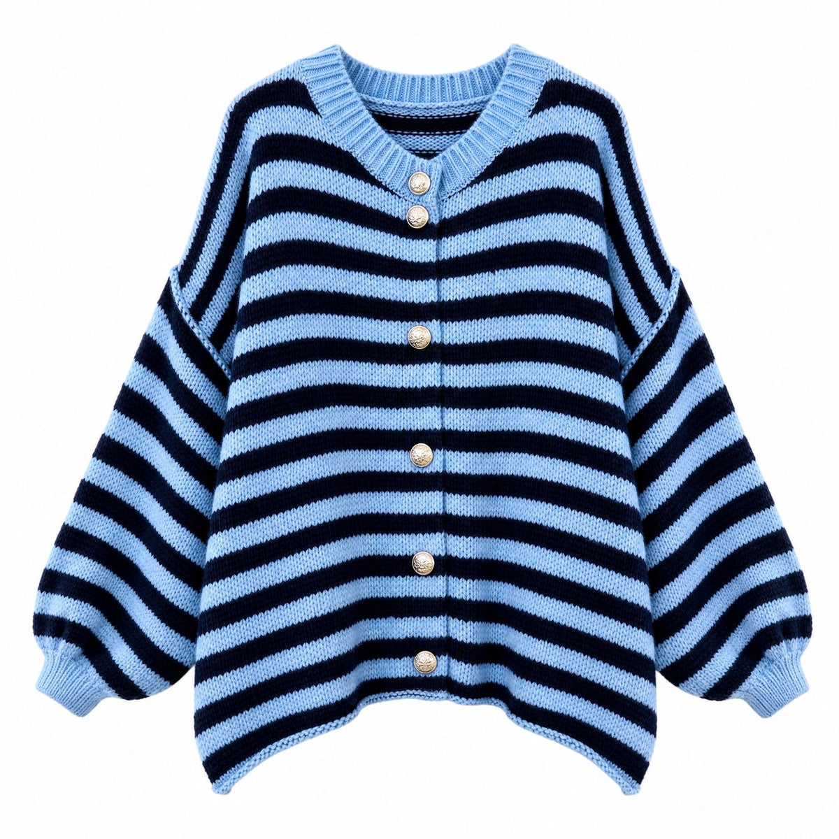 XUNA Gestreifte Strickjacke mit Zierknöpfen