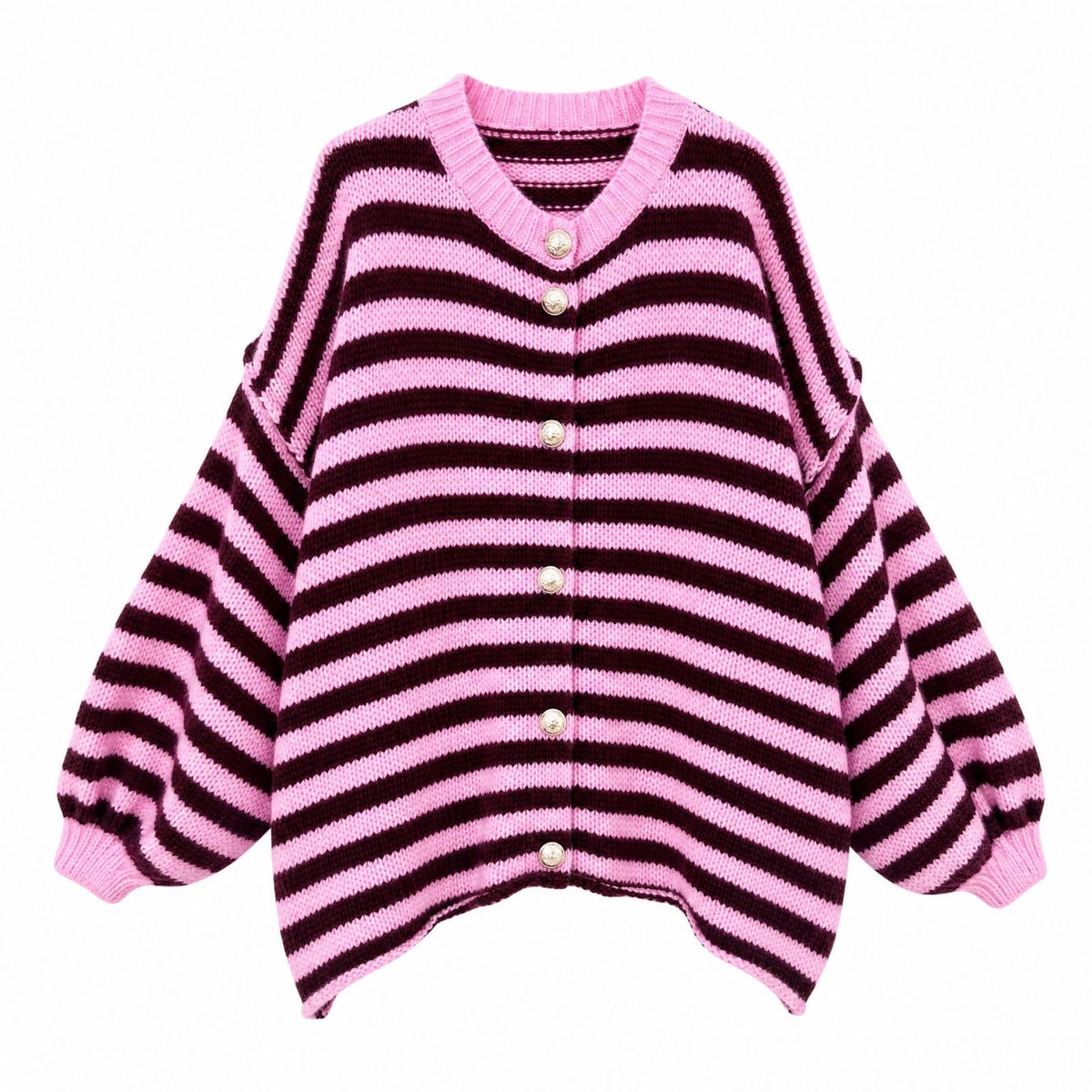XUNA Gestreifte Strickjacke mit Zierknöpfen