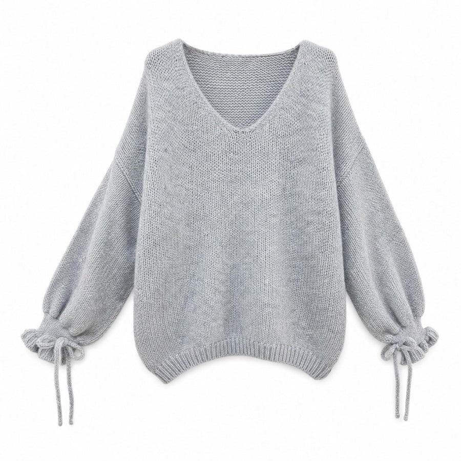 XUNA V-Pullover mit Bindebändern am Ärmel
